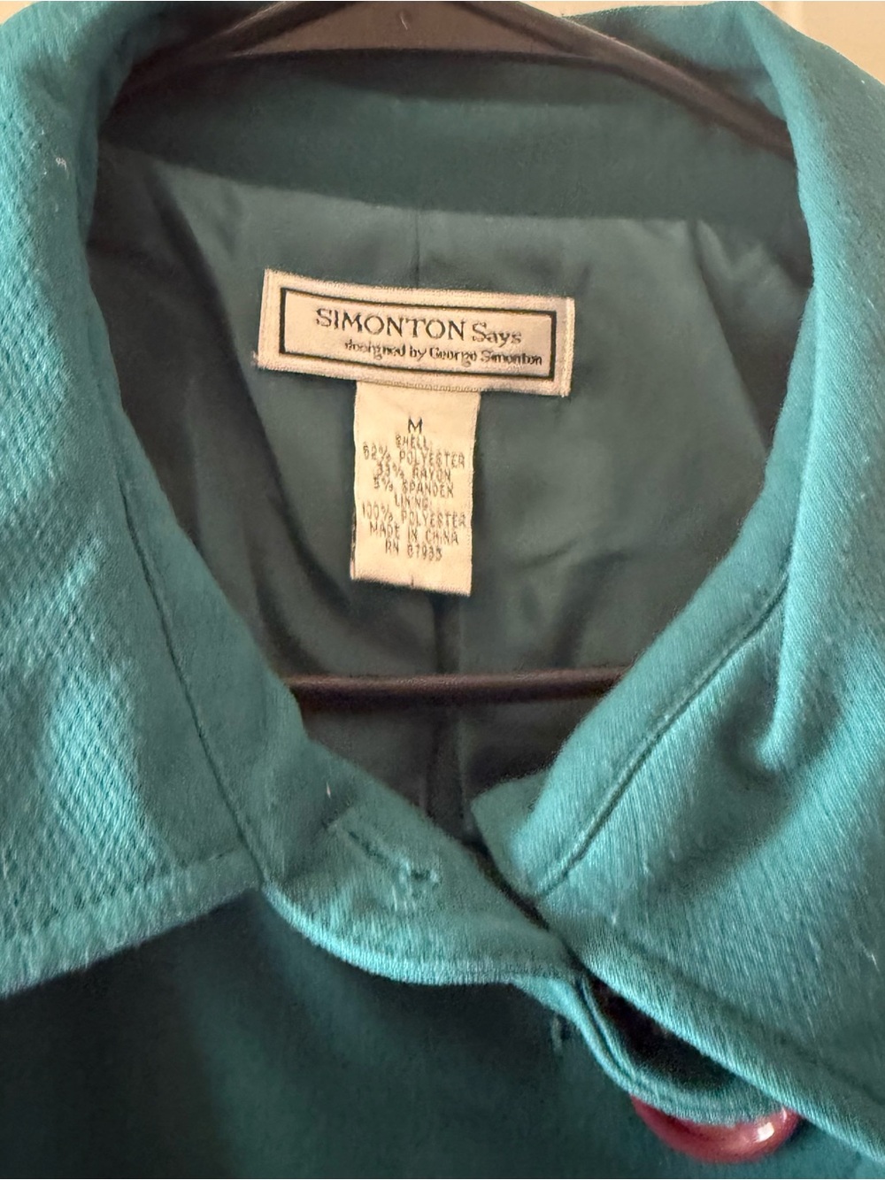 SIMONTON Women's Teal Button-Down Shirt Jacket